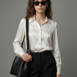 Home pin striped satin shirt